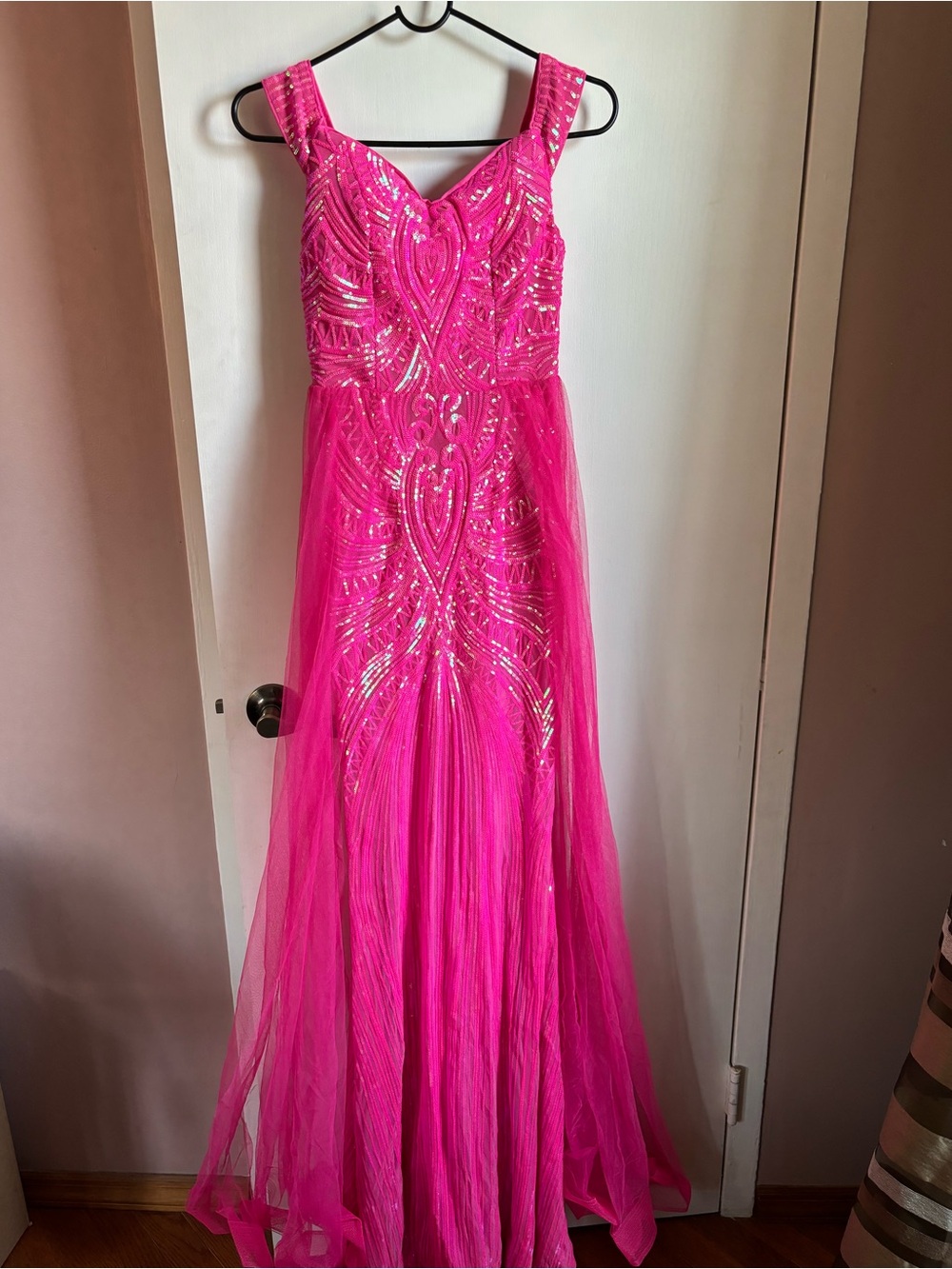 Sz XS Prom Party Girls Womens Sparkle Tulle Dress Hot Pink Faeriesty NWT $145